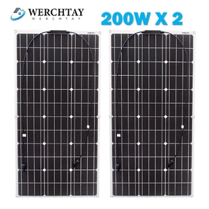 2X200W 400W Flexibles Solarmodul Solarpanel Tragbar 12V/24V Batterien Wohnmobile - Bild 1 von 14