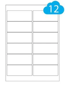 12 White Paper Stickers Per Sheet - 99.1 x 42mm Label - A4 Laser Inkjet Printer - Picture 1 of 1