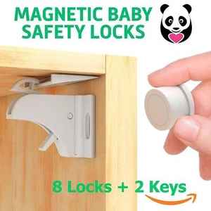 Serrature armadietto di sicurezza bambini magnetiche a prova di bambino per cassetti armadietti set di 8 - Foto 1 di 9