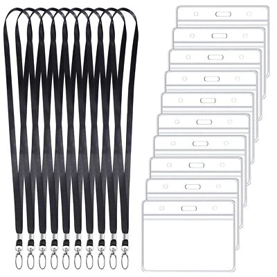 HEMIKS Ausweishülle mit Band Set 10 Stück Transparente Kartenhülle 10 Stück Schlüsse...