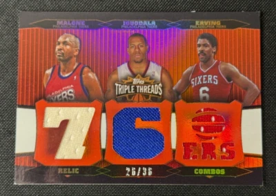 Malone Iguodala Erving 2007 Topps Triple Threads Relic Patches /36 #TTRC-4 76ers - Image 1 of 2