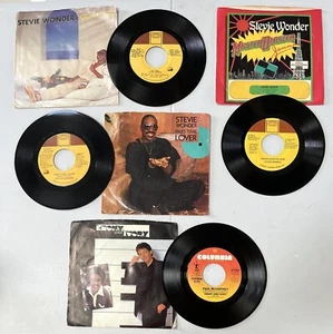 Lot of (4) Stevie Wonder 45 RPM Records With Picture Sleeves - Picture 1 of 2