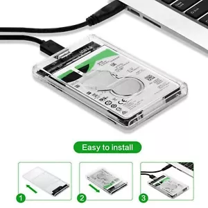 Box per HD 2.5 pollici USB 3.0 per HDD ed SSD fino a 3TB trasparente veloce - Foto 1 di 14