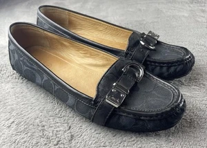 Coach Flores Wmn's Sz 9 Black Casual Slip On Buckle Loafer Flats A2160 - Picture 1 of 15