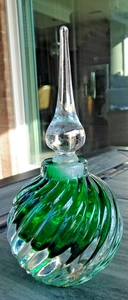 Signierter Vandermark Art Glas Grün Sommerso Swirl Parfum Flakon - Bild 1 von 15