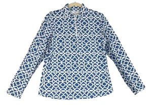 Icikuls Geometric 1/4 Zip Pullover Long Sleeve Lightweight Mesh/Vented Top SZ L - Picture 1 of 7