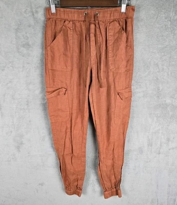 Pantalones de chándal Nicole Miller New York 100 % lino para mujer talla pequeña Foto 1 de 4