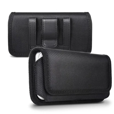 Horizontal Canvas Pouch Case Cover Belt Clip Holster for Large Cellphones 5.5" - Image 1 of 4