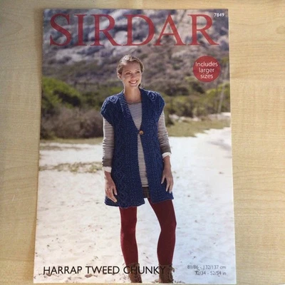 Sirdar Harrap Tweed Chunky Cable Waistcoat Knitting Pattern Sizes 32-54” 7849 - Image 1 of 3