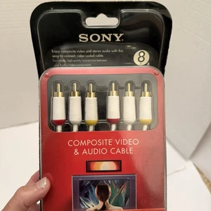 NEW Sony Composite Video & Audio Cables 8ft VMC-824T Double Shielded Gold Plated - Picture 1 of 7