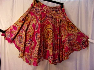 Ralph Lauren Paisley Boho Chic Ruffle Skirt Purple / Multi 100% Cotton M/ VGC - Picture 1 of 3