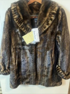 Dennis Basso New W/Tags Faux Mink Fur Coat Size L. Very Soft & Beautiful Design - Picture 1 of 16