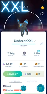 Shiny Umbreon XXL | Pokemon Trade Go ✨ - Picture 1 of 1
