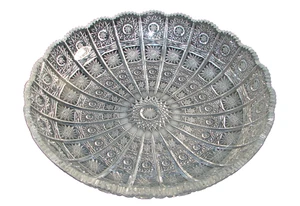 Mid Century Queen Lace Bohemian Cut Crystal Shallow Bowl Czechoslovakia 10 3/4" - Picture 1 of 7