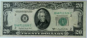 1950 C  $20 Federal Reserve Note NewYork, New York B46711526C  Fr-2062-B - Picture 1 of 6