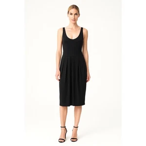 Vestido EXPRESS Negro Cuello Redondo Sin Mangas Ajuste Acampanado Plisado S LBD Cóctel 83-07 - Imagen 1 de 16