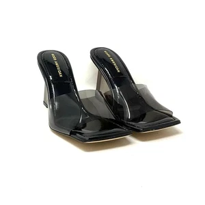 Good American transparente Keilabsatz-Pantoletten Sandalen Größe 10 schwarz GA279P - Bild 1 von 10