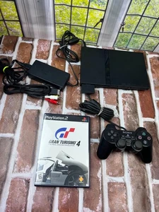 Sony Play Station 2 console with controller and Gran Turismo 4 video game - Picture 1 of 14
