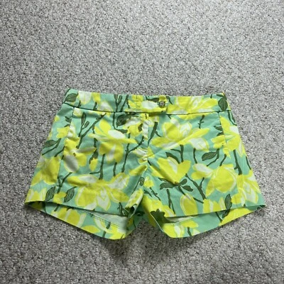 J. Pantalones Cortos Chinos Crew Para Mujer 2 Amarillo Azul Verde Floral Tiro Medio Bolsillos Foto 1 de 4