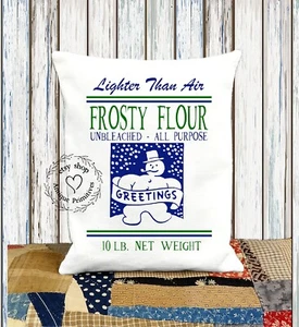 Frosty Flour Snowman Christmas Fabric Pillow #1253 - Picture 1 of 6