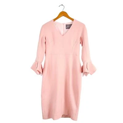 Vestido Lela Rose rosa rubor claro mezcla de lana bufanda puño hasta la rodilla invitada de boda Foto 1 de 4