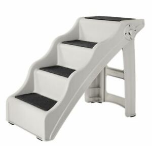 Frisco Foldable Pet Stairs Steps Nonslip Folding for Cats, S-M Dogs, Light Grey