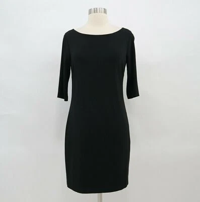 Vince Sheath Dress S Small Black Boat Neck 3/4 Sleeves Stretch Career LBD - Image 1 of 4