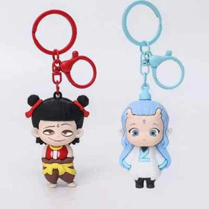 4 piezas Ne Zha 2 figuras de acción llavero dibujos animados Nezha Aobing figuras llaveros anillo - Imagen 1 de 6