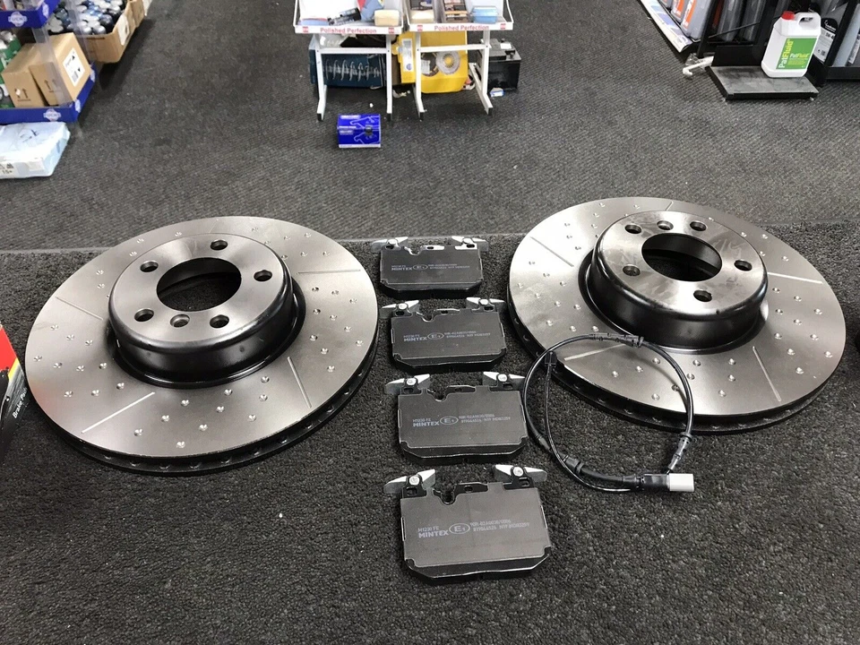 PARA BMW M135i M SPORT RANURA PERFORADA CRUZADA FRENO DISCO PASTILLA FRENO CABLE SENSOR 340mm Foto 1 de 1