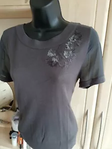 BNWT NEW H&M Grey Fine Knit Top With Sequins Size M - Picture 1 of 3