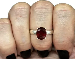 Ruby Ring, Size R 1/2, Sterling Silver, July Birthstone, Oval Faceted, Energy - Picture 1 of 7