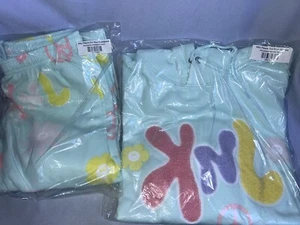 Conjunto de sudadera y sudadera KNJ bordados Peace Out azul claro talla pequeña - Imagen 1 de 4