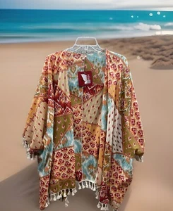 Reba Damen neuer Boho Kaftan Überwurf klein mittel orange Südwesten aztekisch orange - Bild 1 von 8
