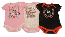 MLB Genuine Merchandise New Miami Marlins Baby Infant Girls 3 Piece Creeper Set