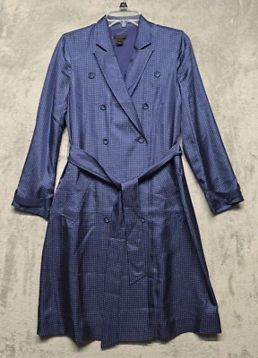 Vestido de trinchera de seda a lunares azul blanco talla 0 de la colección J Crew para mujer Foto 1 de 4