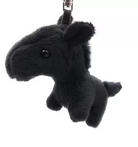 Plüsch / Kuschel / Stoff Tier Schlüsselanhänger Pferd schwarz stehend 17 cm - Bild 1 von 1