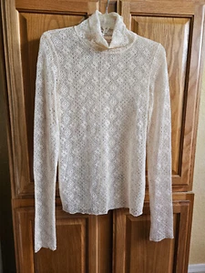Top Intimately Free People Crochet Encaje Malla Mujer Ver A Través Beige Grande - Imagen 1 de 19
