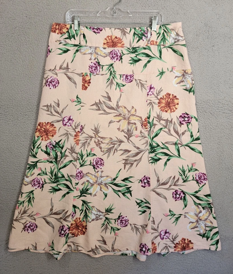 Falda Athena Marie Floral Mezcla Lino XL Falda Midi Cremallera Lateral Midi Foto 1 de 4