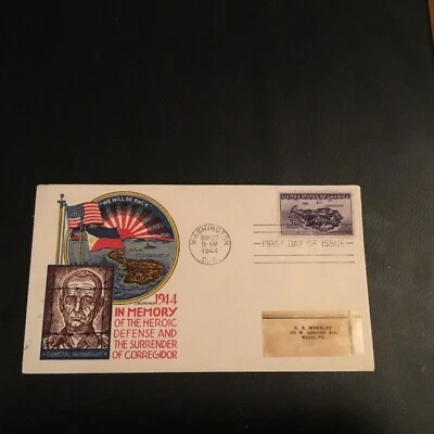 FDC 1944#826-33 1st Union College STAEHLE Cachet 5cent Stamp Gen. Wainwright  - Image 1 of 2