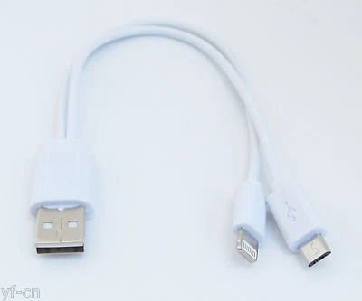 10pcs USB 2.0 A male to USB Micro 5pin Male&Apple iPhone iPad Y Charging Cable - Image 1 of 4