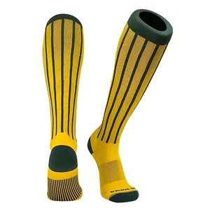 MK Socks Baseball Softball Pinstripe Knee high Socks - Green Gold - Picture 1 of 2