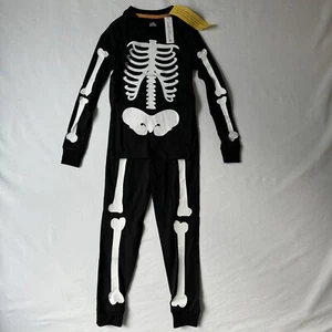 NEW Kid Halloween Skeleton 2Pc Pajama Set Glow In Dark Size 8 - Picture 1 of 6