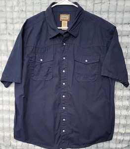 CE Schmidt Ropa de Trabajo Azul Marino Para Hombre Camisa XL Perla Occidental Vestido Informal a Presión - Imagen 1 de 3