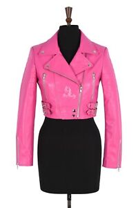 MISSY Ladies Cropped Jacket Pink Biker Style Short Bolero Fashion Leather Jacket