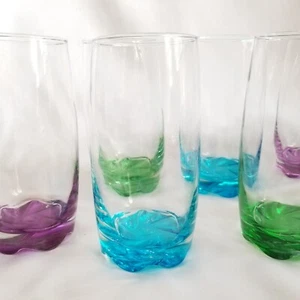 Gibson Home Karissa 7 Piece Assorted Colors Glass Tumbler Set blue green purple - Picture 1 of 7