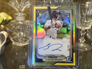 2024 Bowman Chrome Sal Frelick Yellow Refractor Auto RC 24/75 BREWERS - Picture 1 of 2