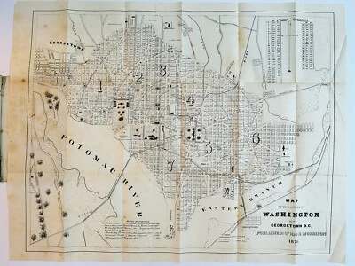 MAPAS Morrison’s Stranger’s Guide for Washington [D.C.] City & Georgetown 1876 Foto 1 de 4