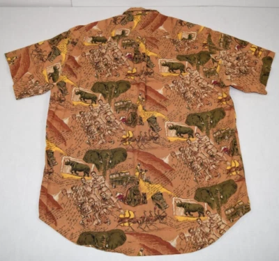 Винтажная рубашка Tommy Hilfiger размер S/M 80-е слон носорог сафари хлопок лен - Изображение 1 из 4