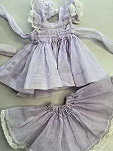 Vintage 1950's 2 piece Doll Dress  for smaller doll Cotton Gauze Lavender lace - Picture 1 of 12