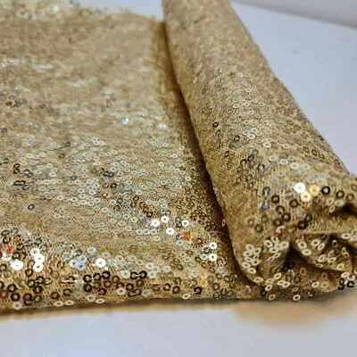 Tela de lentejuelas dorada clara brillante brillante material de decoración tela 58" Foto 1 de 4